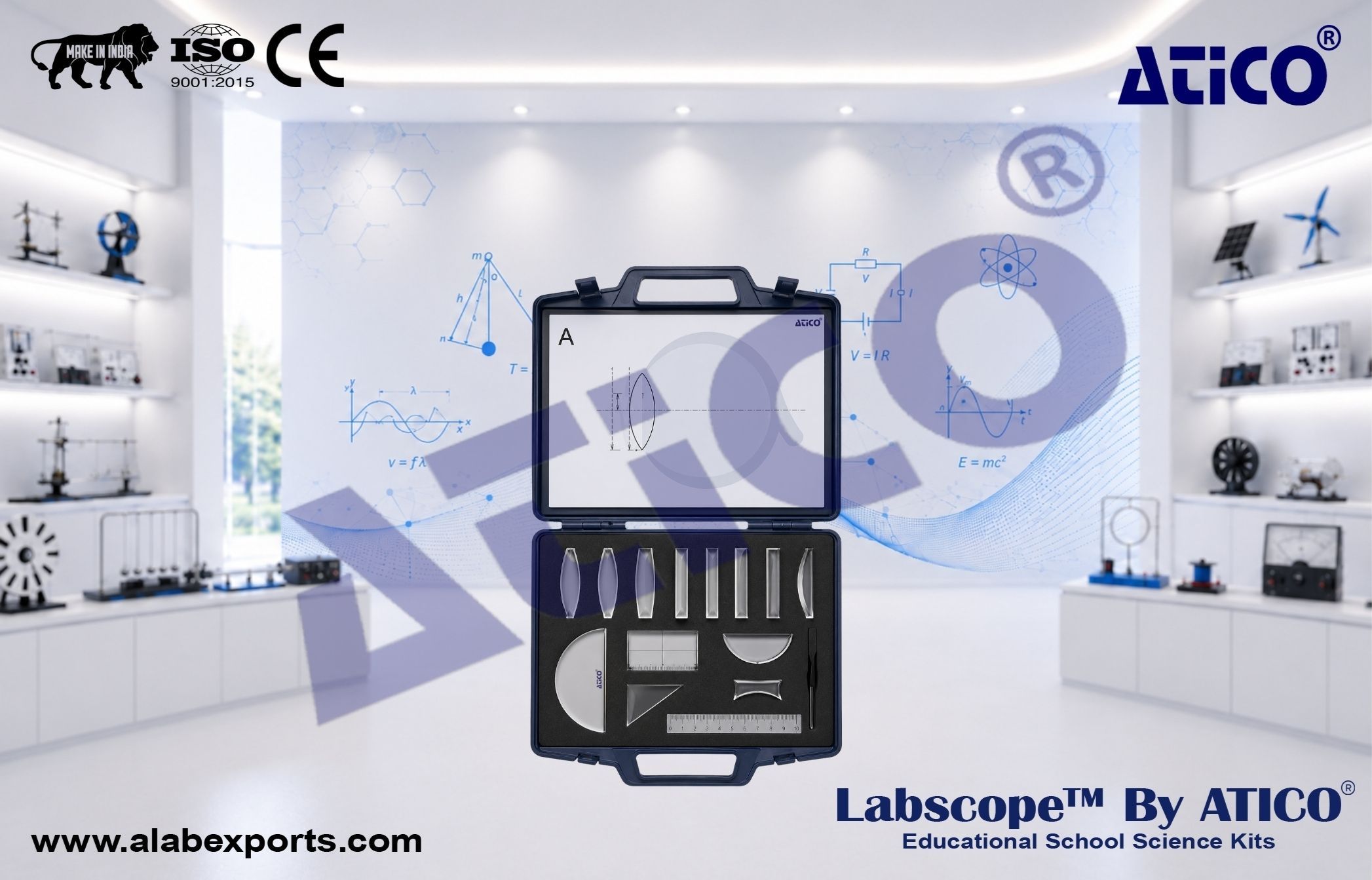 Physics Demonstration kit Geometric optics for the steel board for Lab Use in Schools & Colleges ATICO Export