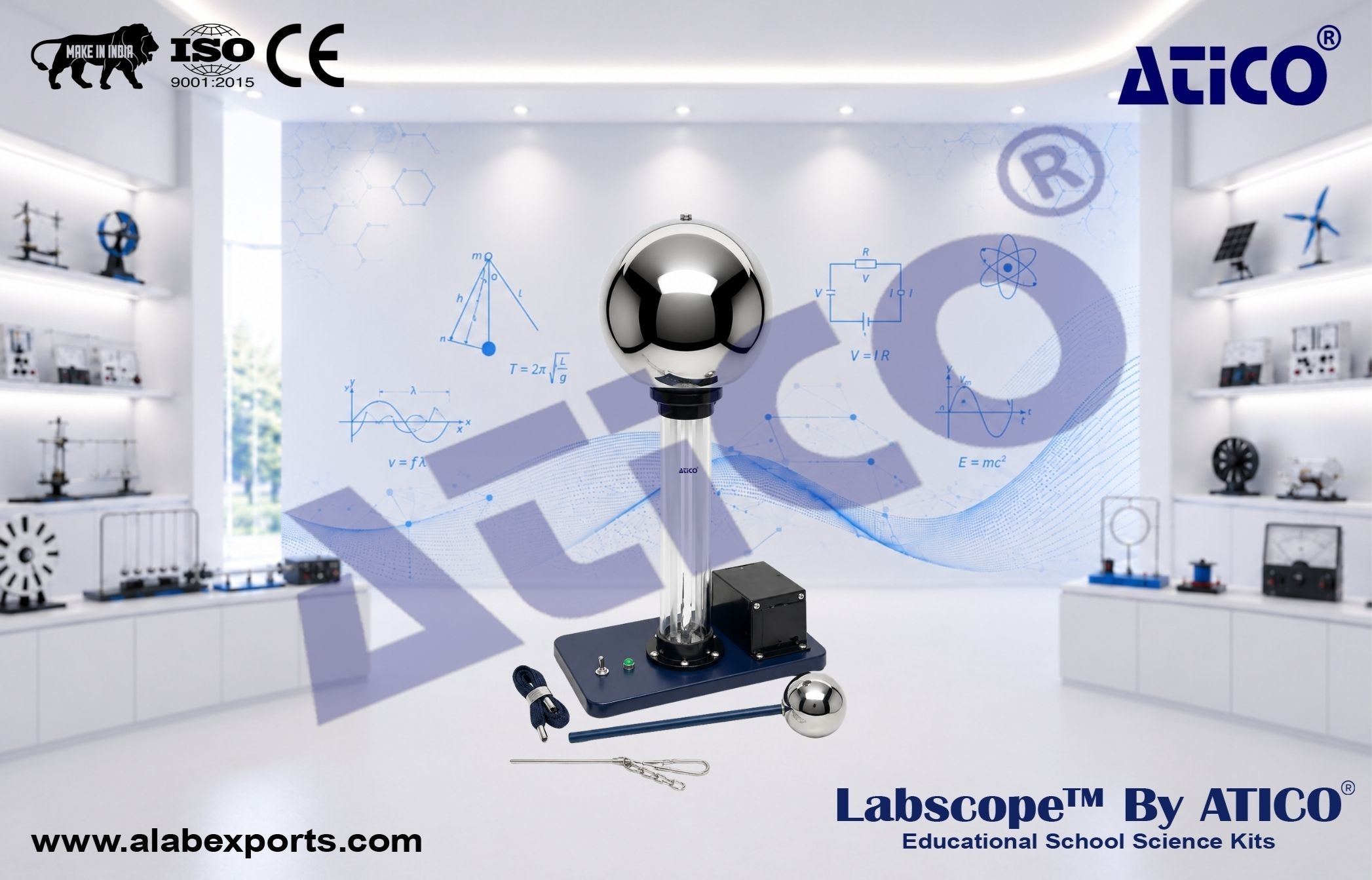 Physics Electricity High Power Van De Graff Generator for Lab Use in Schools & Colleges ATICO Export