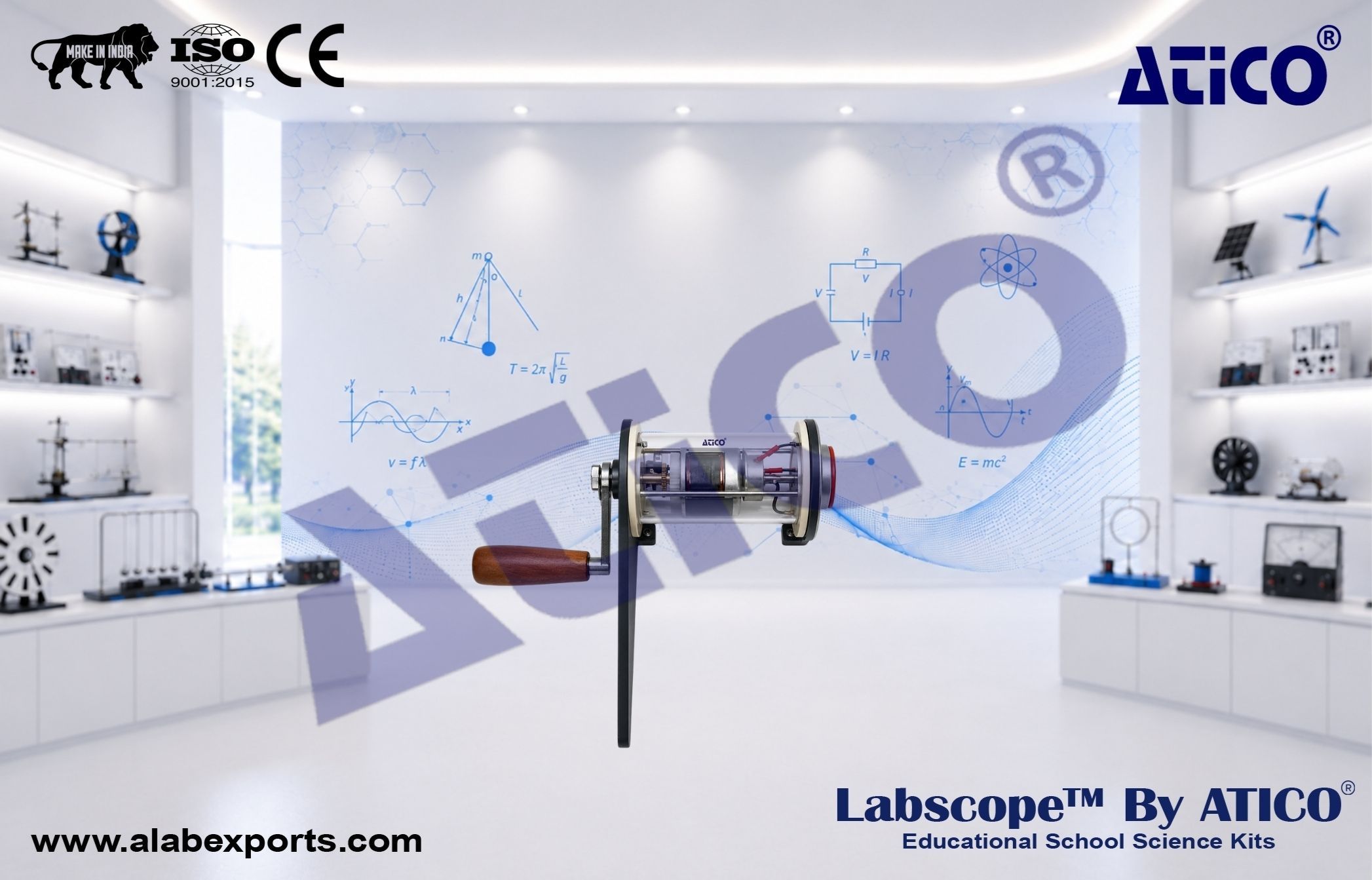 Physics Electricity Dynamo generator for Lab Use in Schools & Colleges ATICO Export