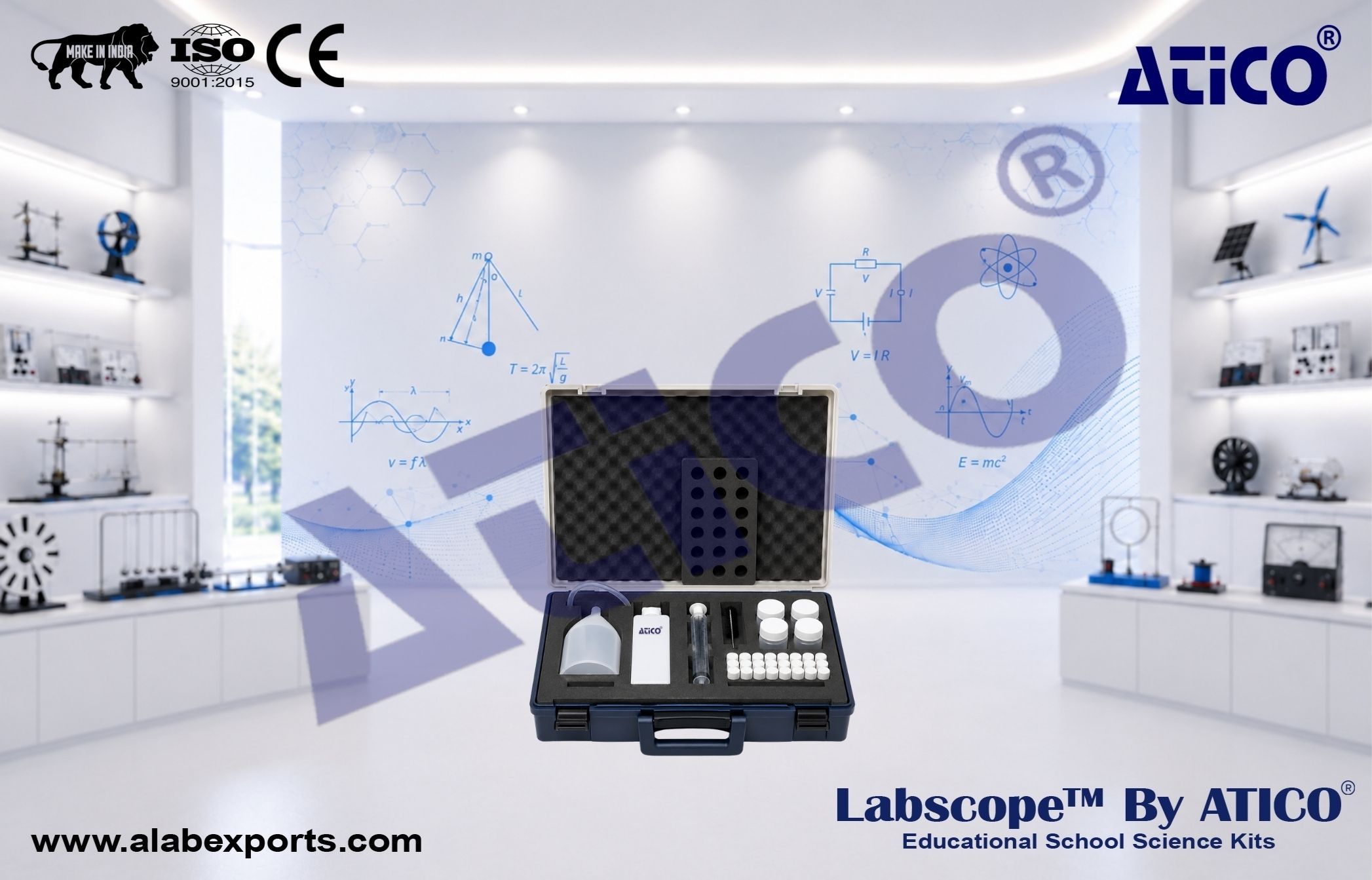 Sampling case for chemical analysis of water and soil Biology Lab Kits for Schools and Colleges ATICO Export