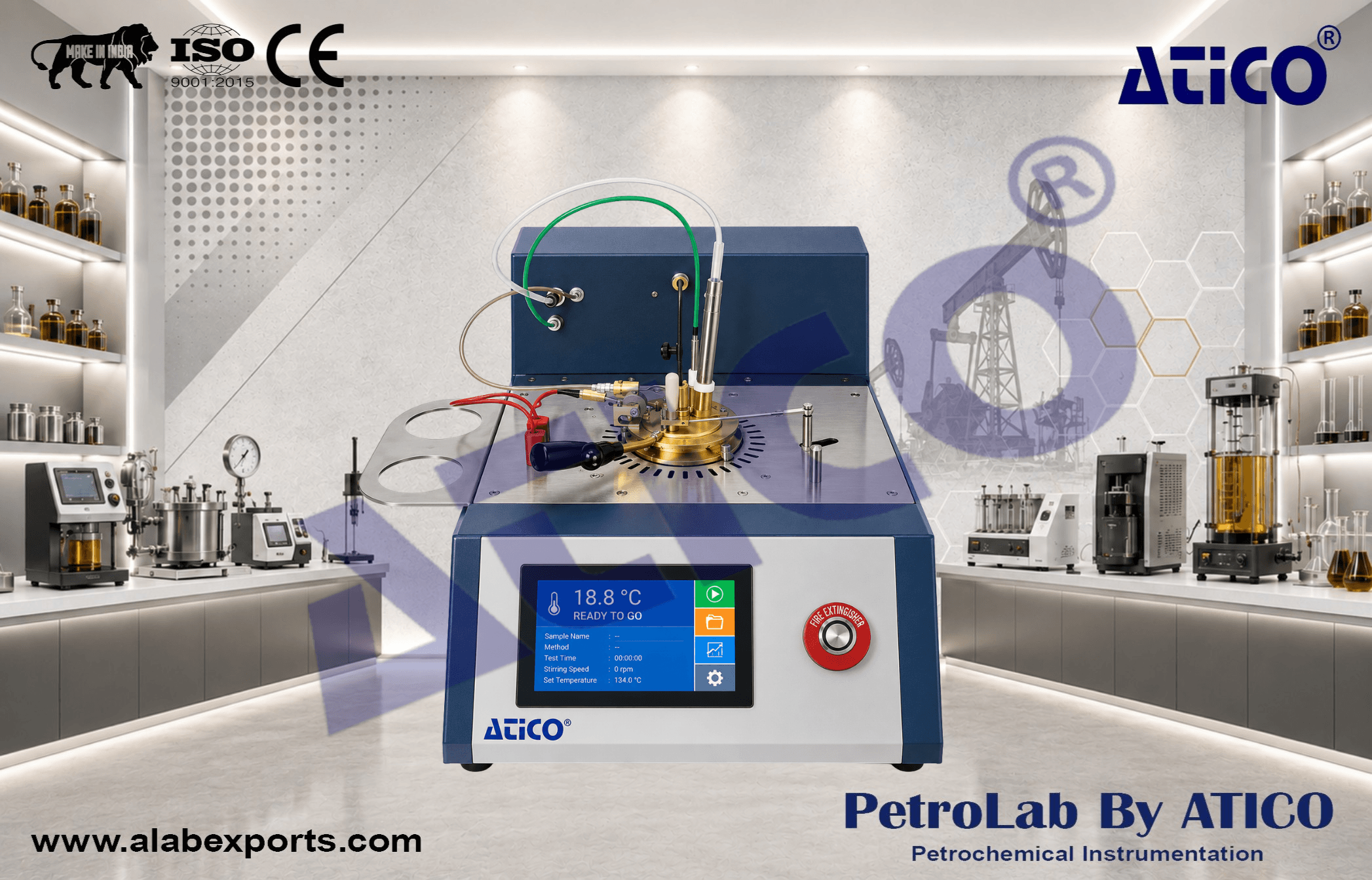 Automatic flash point - Pensky Martens ASTM D8175 and ASTM D93 for developing and manufacturing laboratory test equipment
