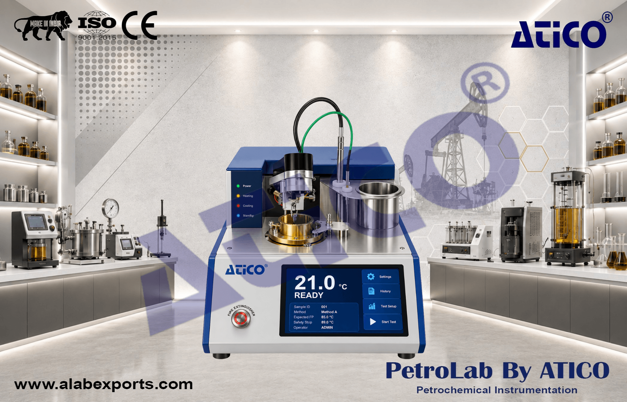Automatic flash point - Pensky Martens ASTM D8175 and ASTM D93 for developing and manufacturing laboratory test equipment