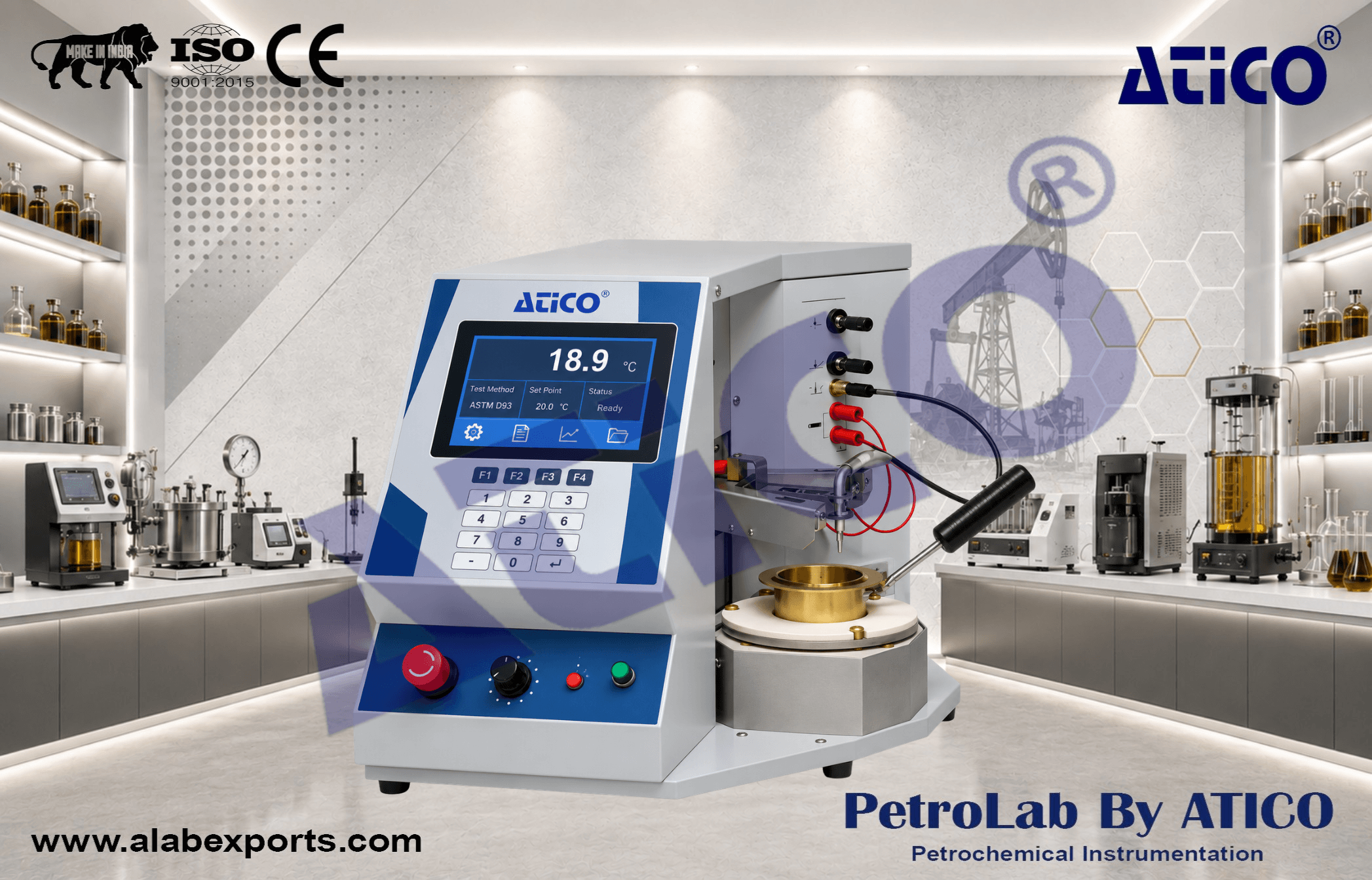 Open-cut automatic flash and fire point - Cleveland ASTM D8254 and ASTM D92 for developing and manufacturing laboratory test equipment