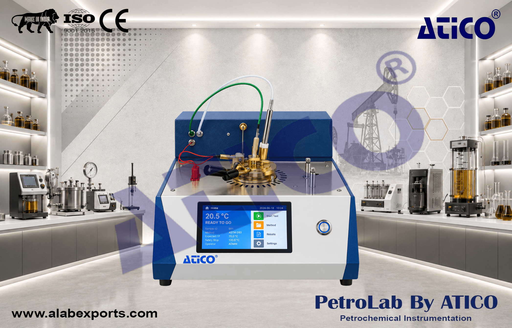 Semi-automatic flash point Pensky Martens ASTM D8175 and ASTM D93 for developing and manufacturing laboratory test equipment