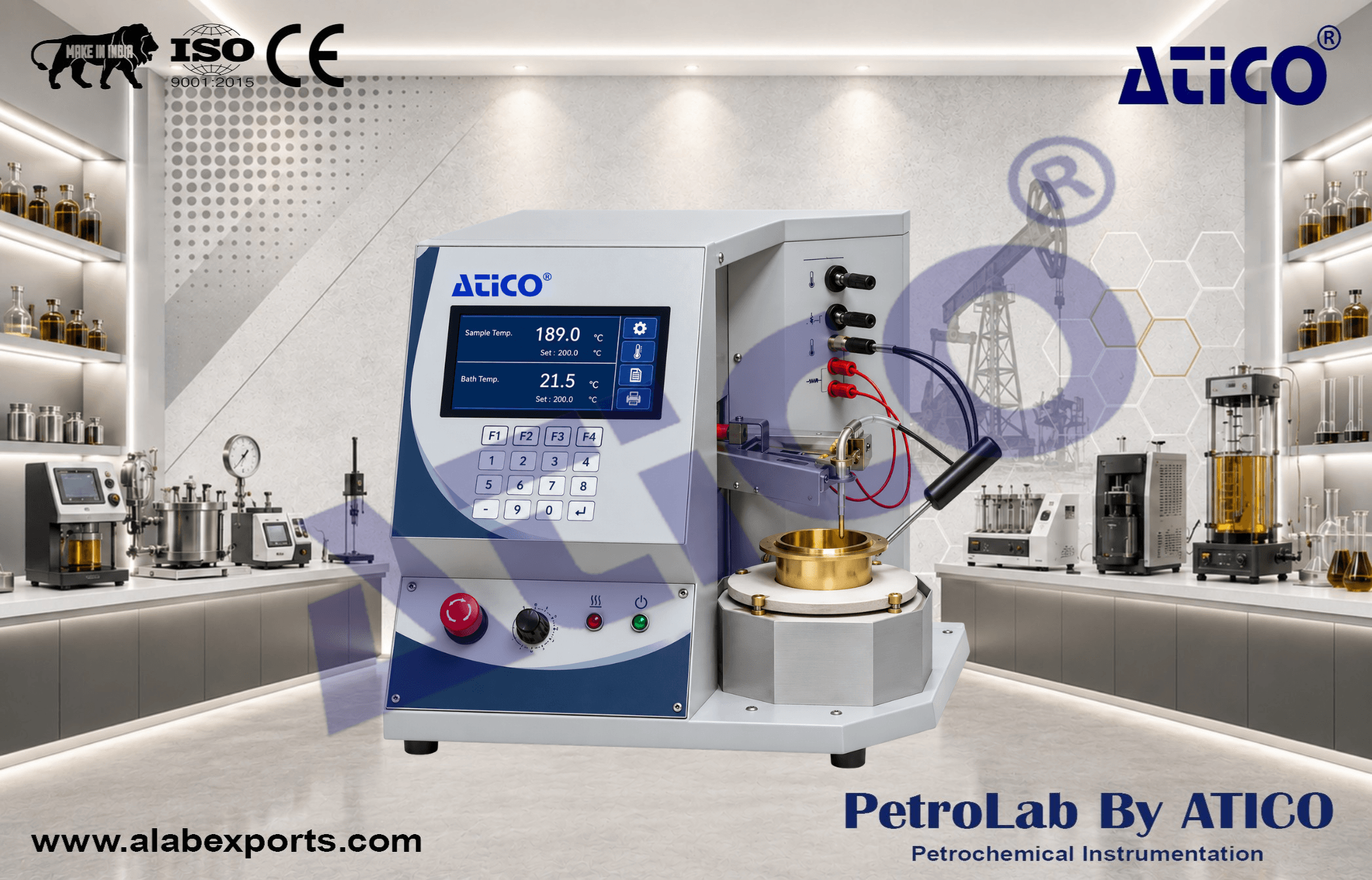 Open-cut automatic flash and fire point - Cleveland ASTM D8254 and ASTM D92 for petroleum, petrochemicals, pharmaceuticals, aerospace, cosmetics, food, etc.