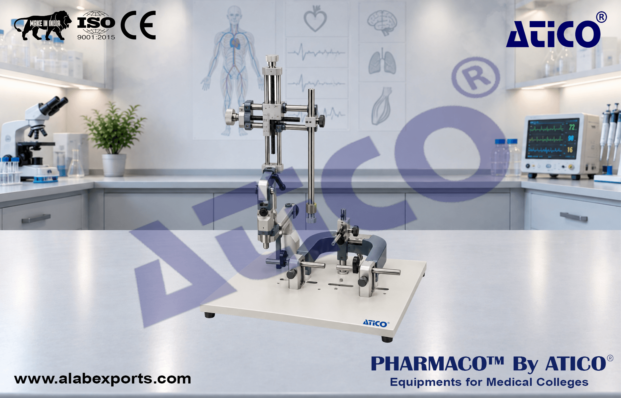 Standard UFrame Stereotaxic Instrument for Rat for Physiology Lab