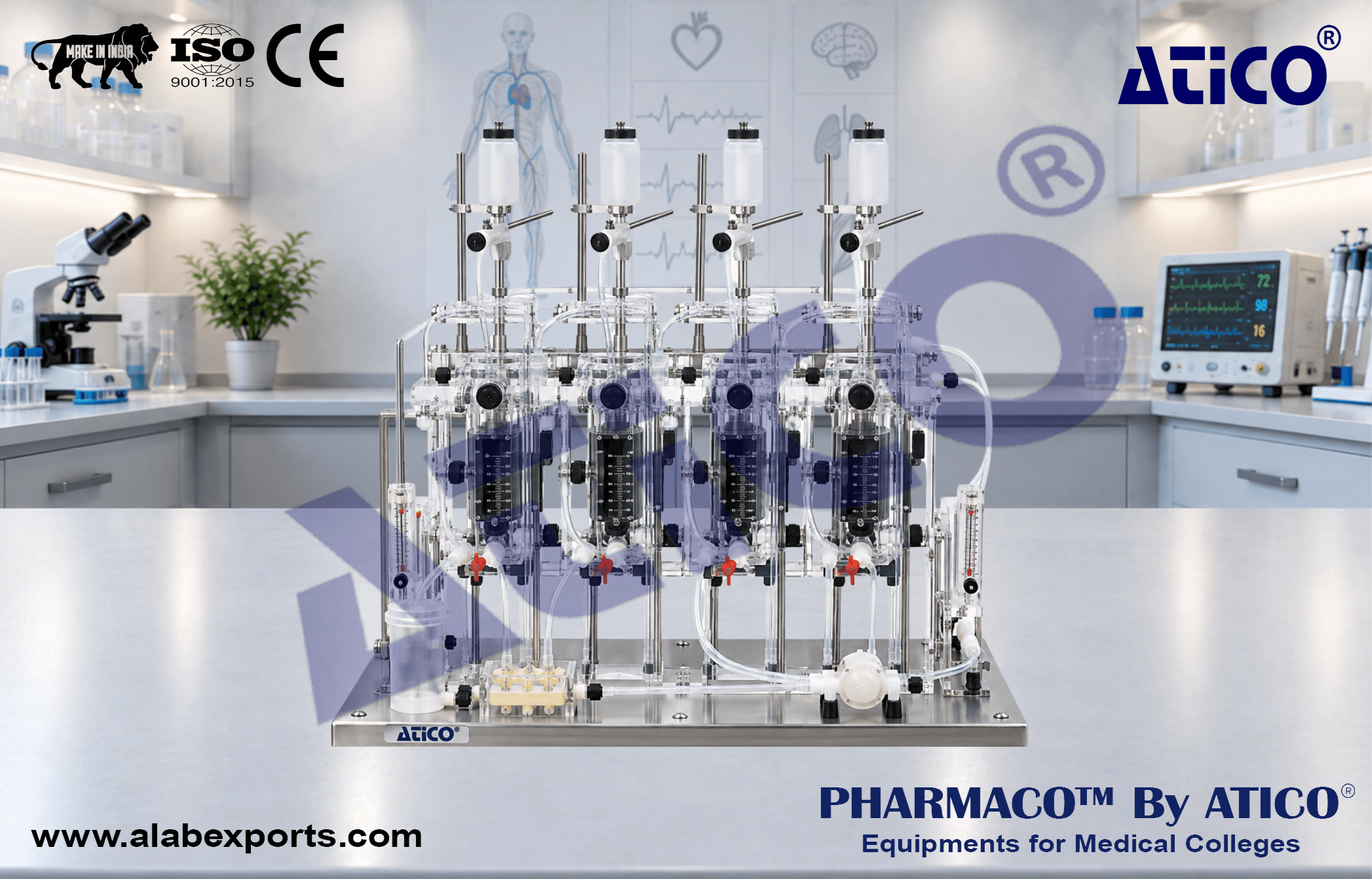 Vertical Tissue Bath System for Physiology Lab