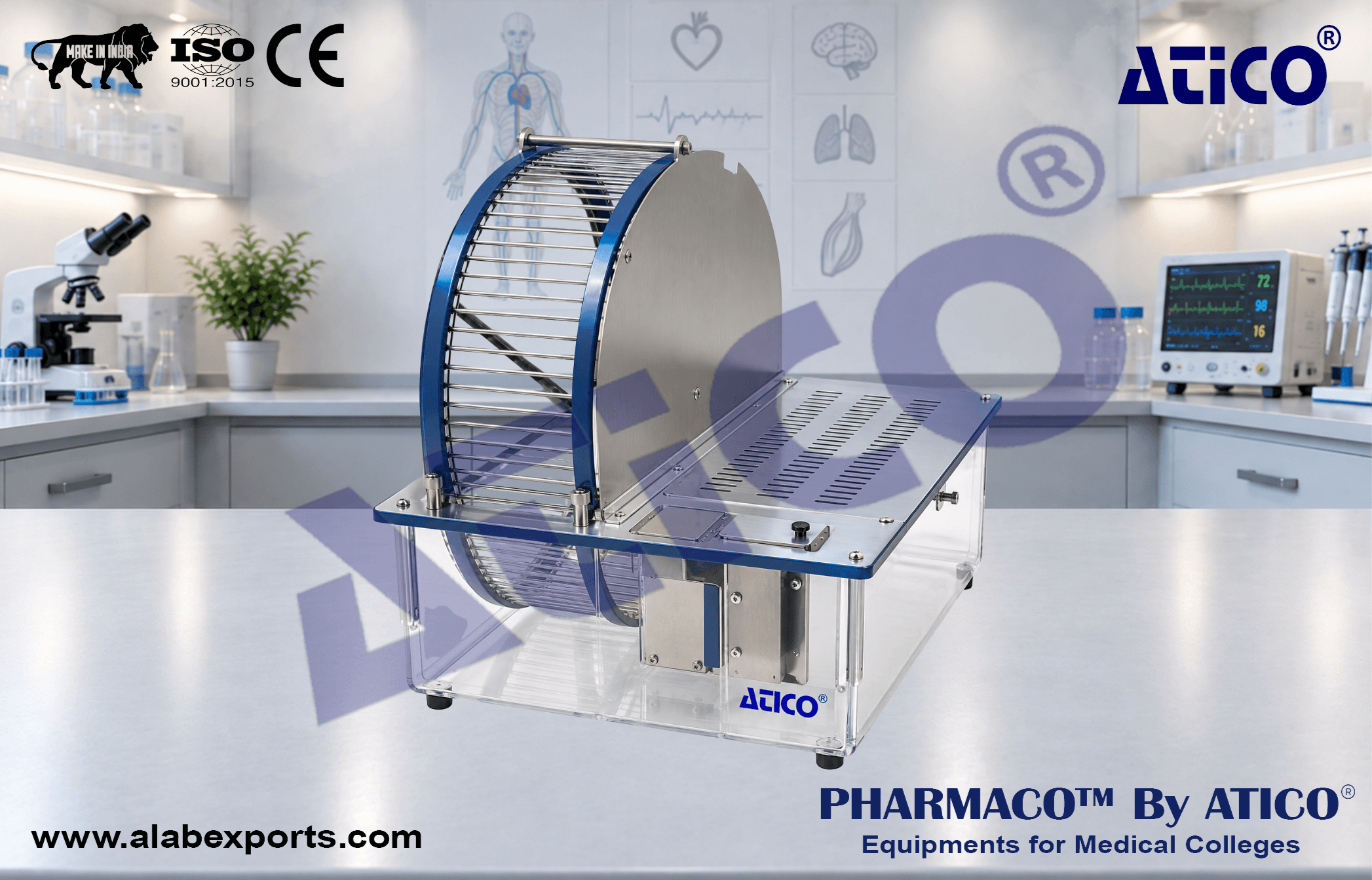 Large Rodent Activity Wheel with Living Chamber for Physiological Research Instrumentation
