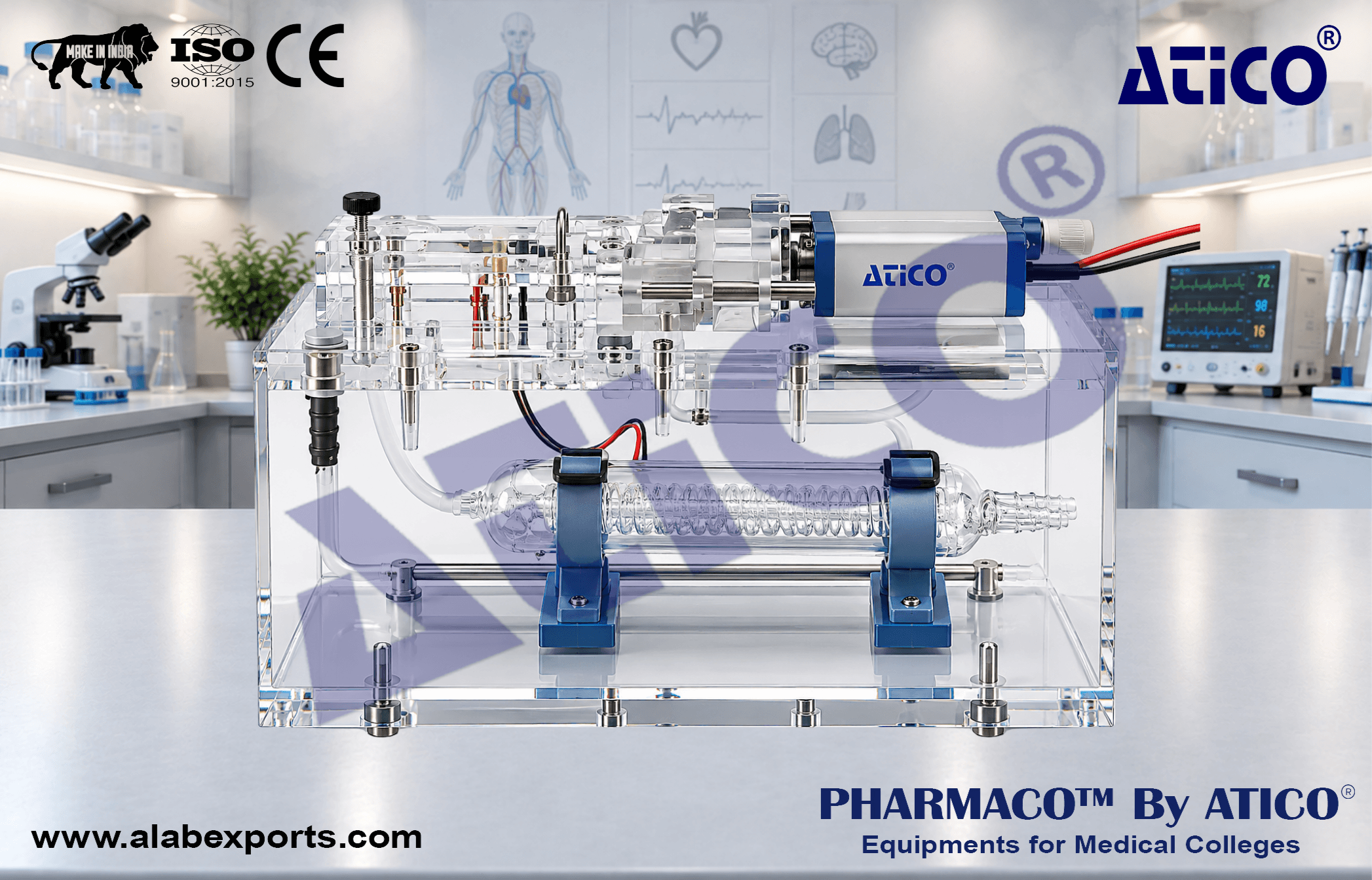 Horizontal Tissue Bath System For Pharmacology Research Lab Equipment