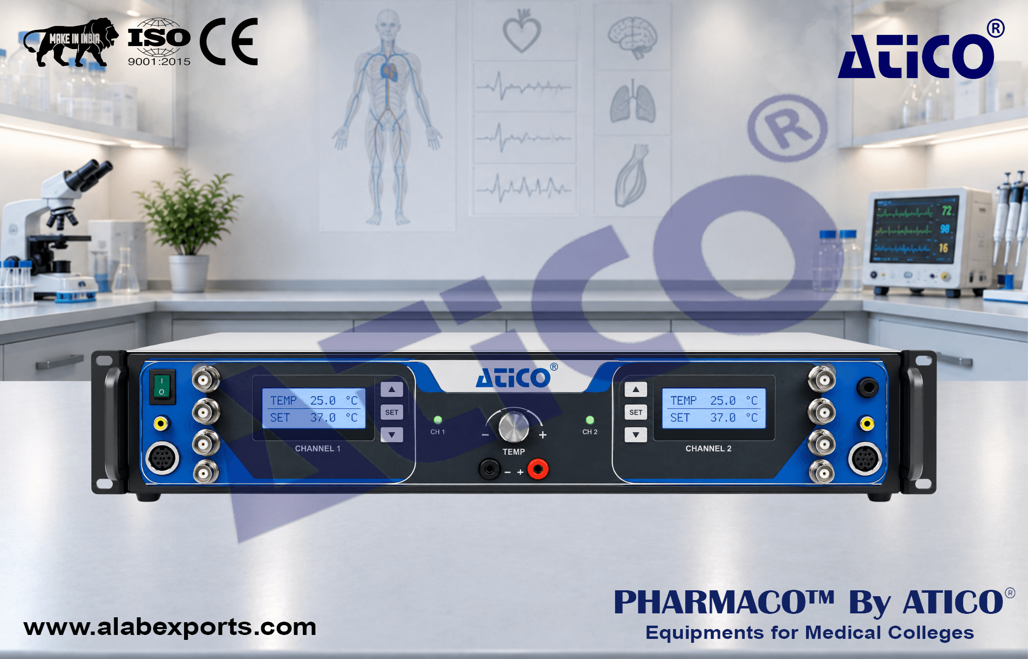 Digital Bipolar 3 Channel Temperature Controller For Pharmacology Research Lab Equipment