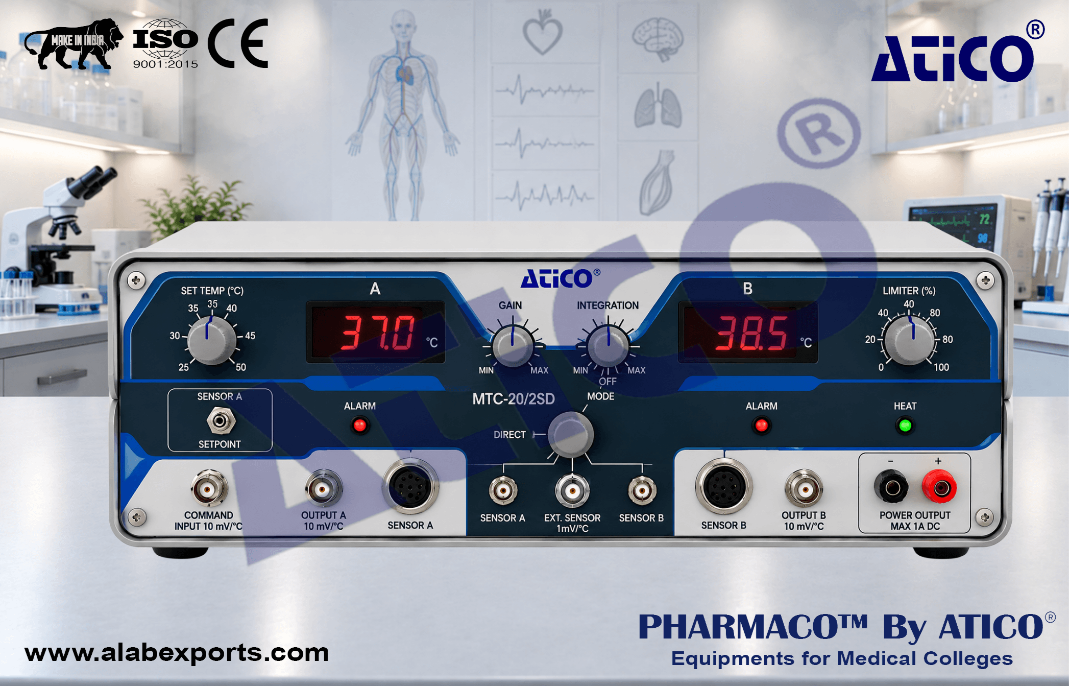 Desktop Heat Only Analog Temperature Controller For Pharmacology Research Lab Equipment