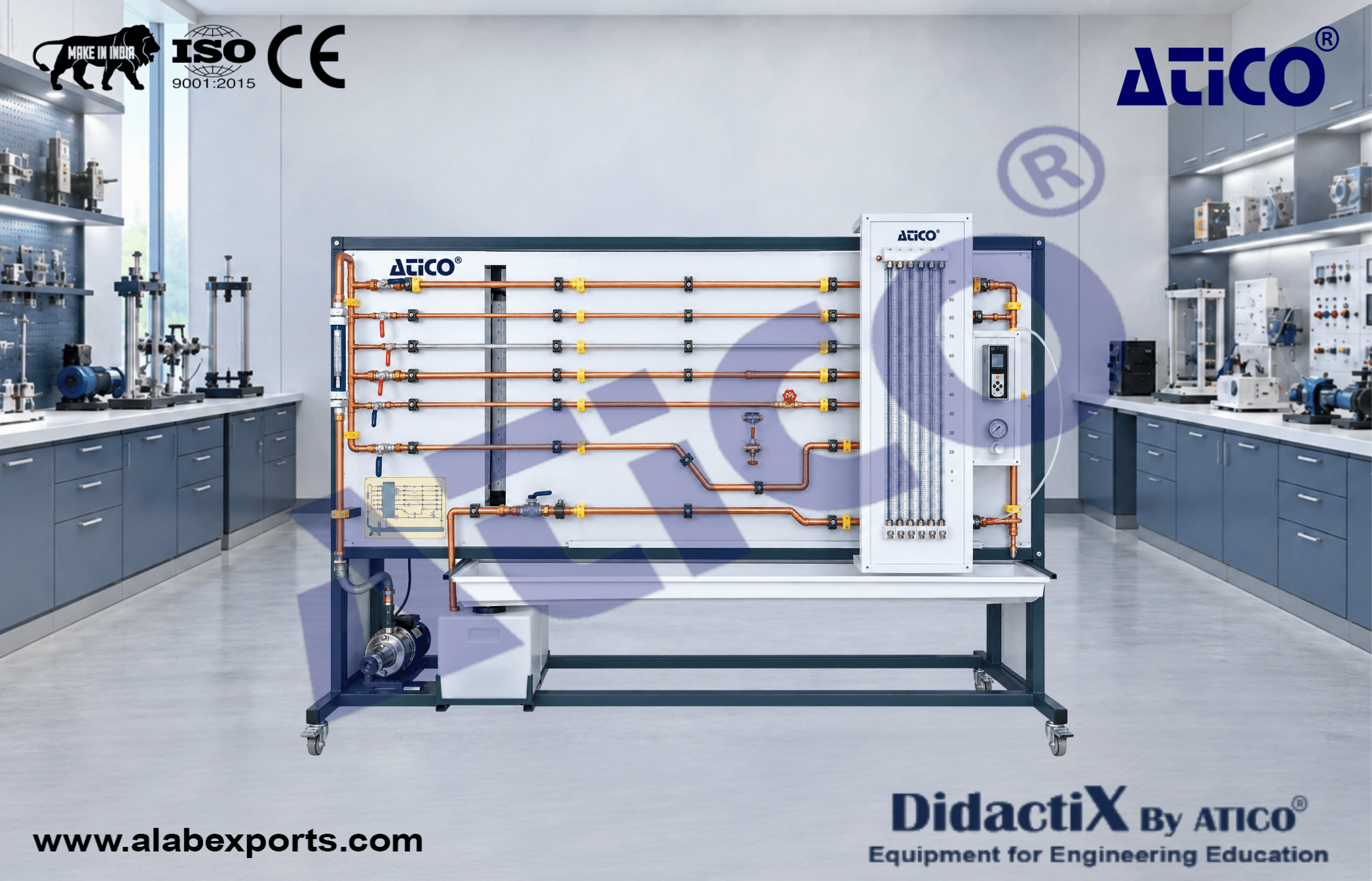 Energy Losses in Piping Elements Teaching Equipment