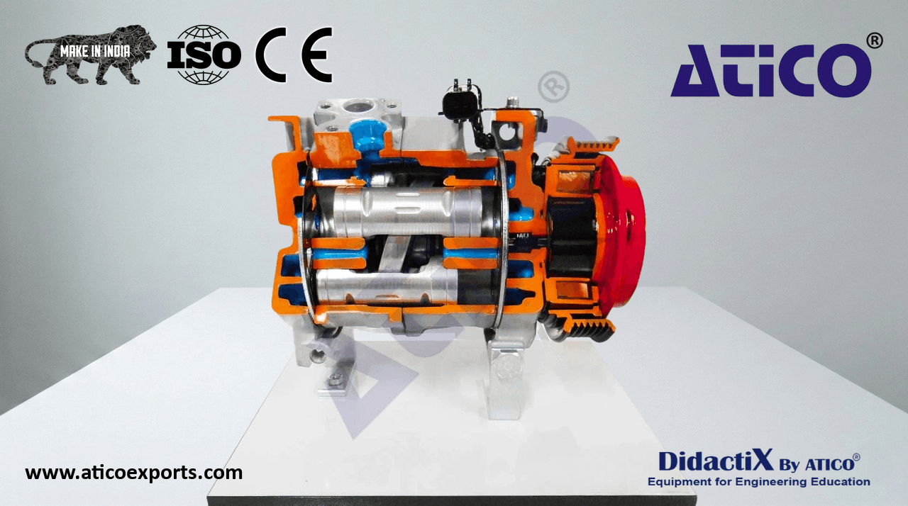Axial Alternative Compressor Cut-Away, with Double Effect Piston Deluxe