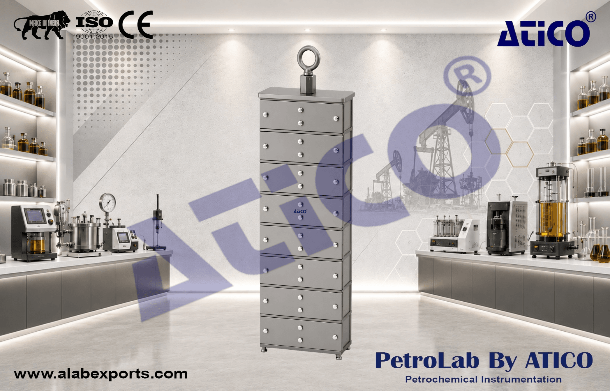 Cement Mold Assembly, 8 Specimen, Single Deep Brass oil and petroleum testing instruments by ATICO EXPORT