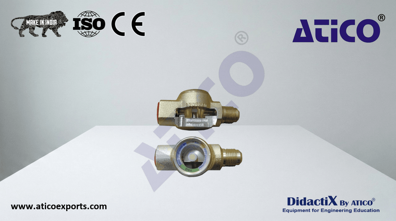Cutaway model: sight glass with humidity indicator