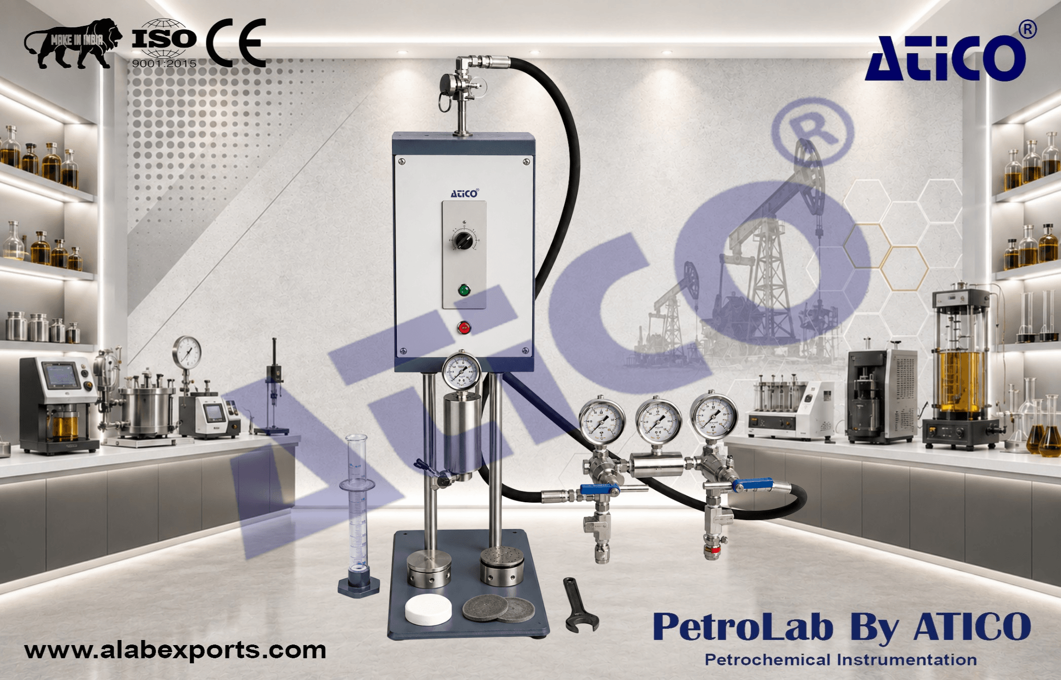 Filter Press HTHP 500 mL Double Capped Cell for Cement Screens N2 Pressure testing instruments by ATICO EXPORT