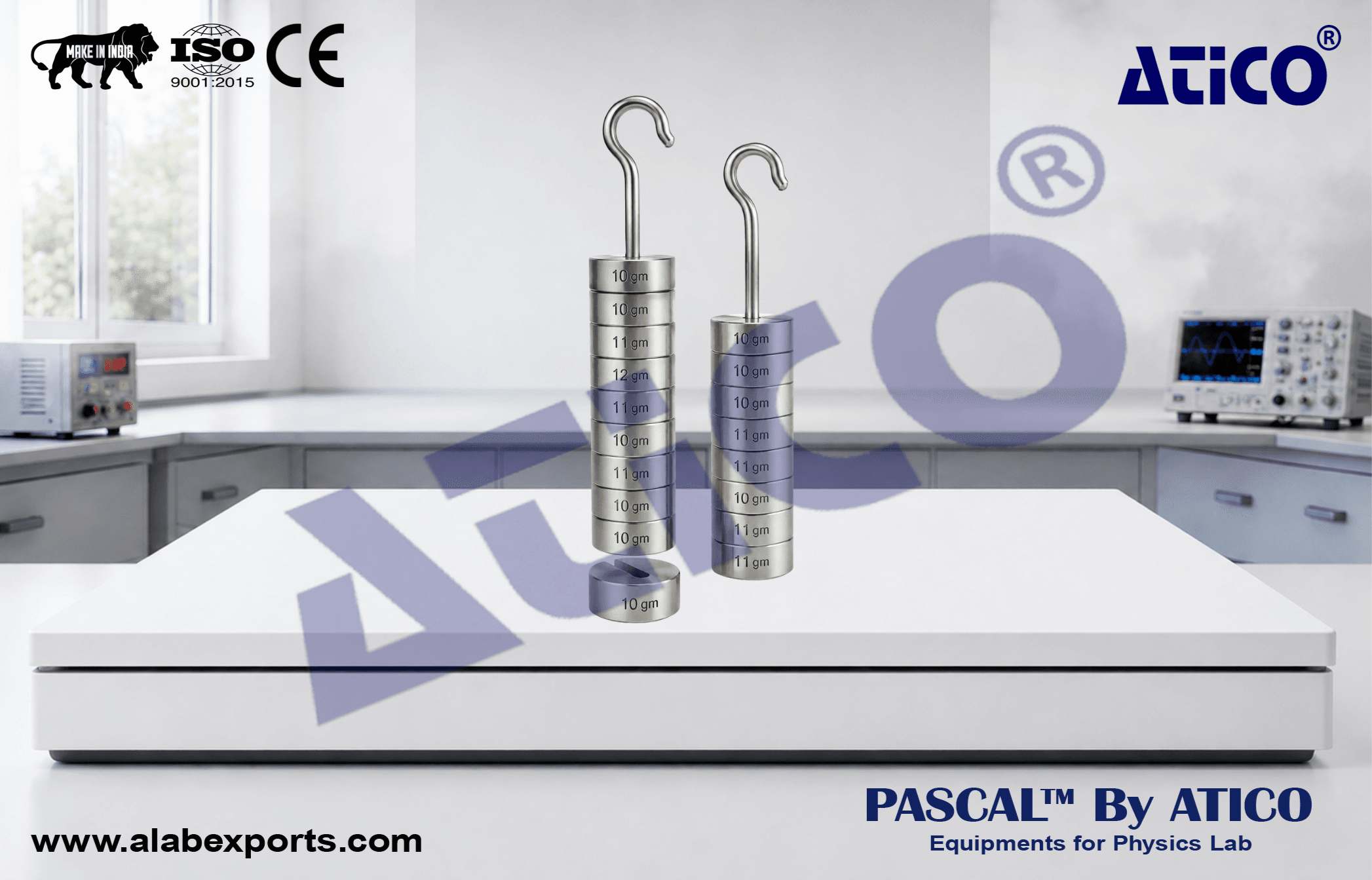 Set of Slotted Weights in Aluminium, 10 X 10 gm