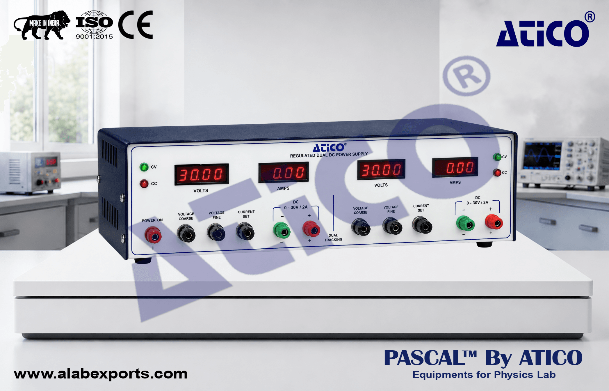 Dual CV CC Power Supply with Volt & Current Meters