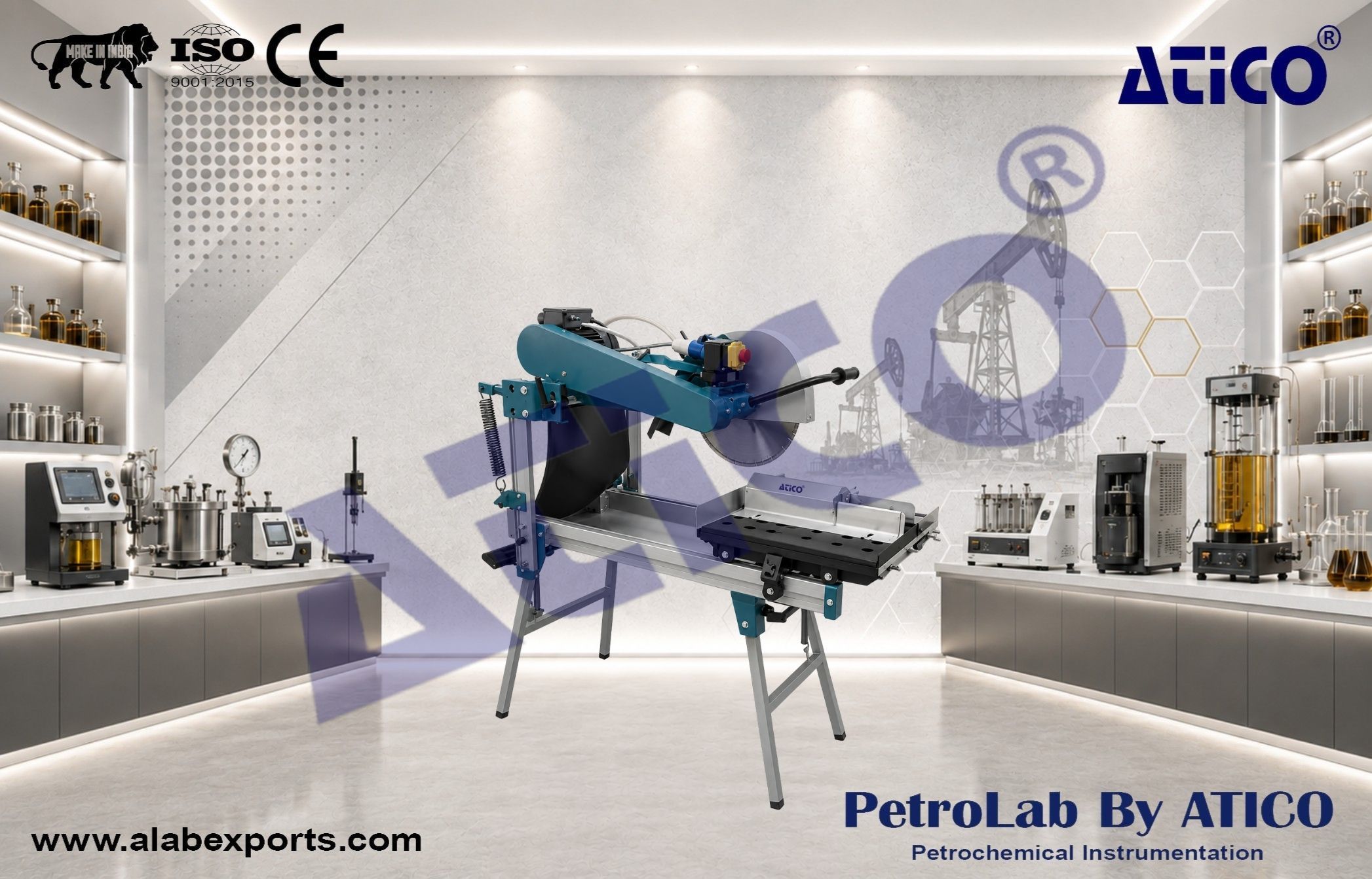 Radial core slabbing saw laboratory and Oilfield instruments