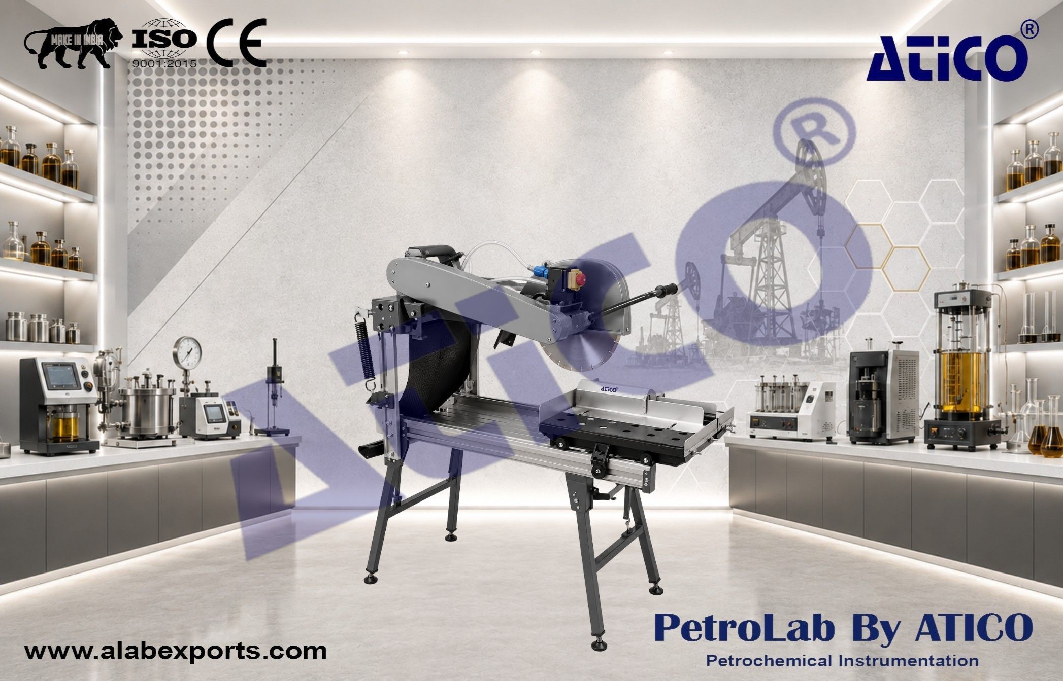 Radial slabbing saw laboratory and Oilfield instruments