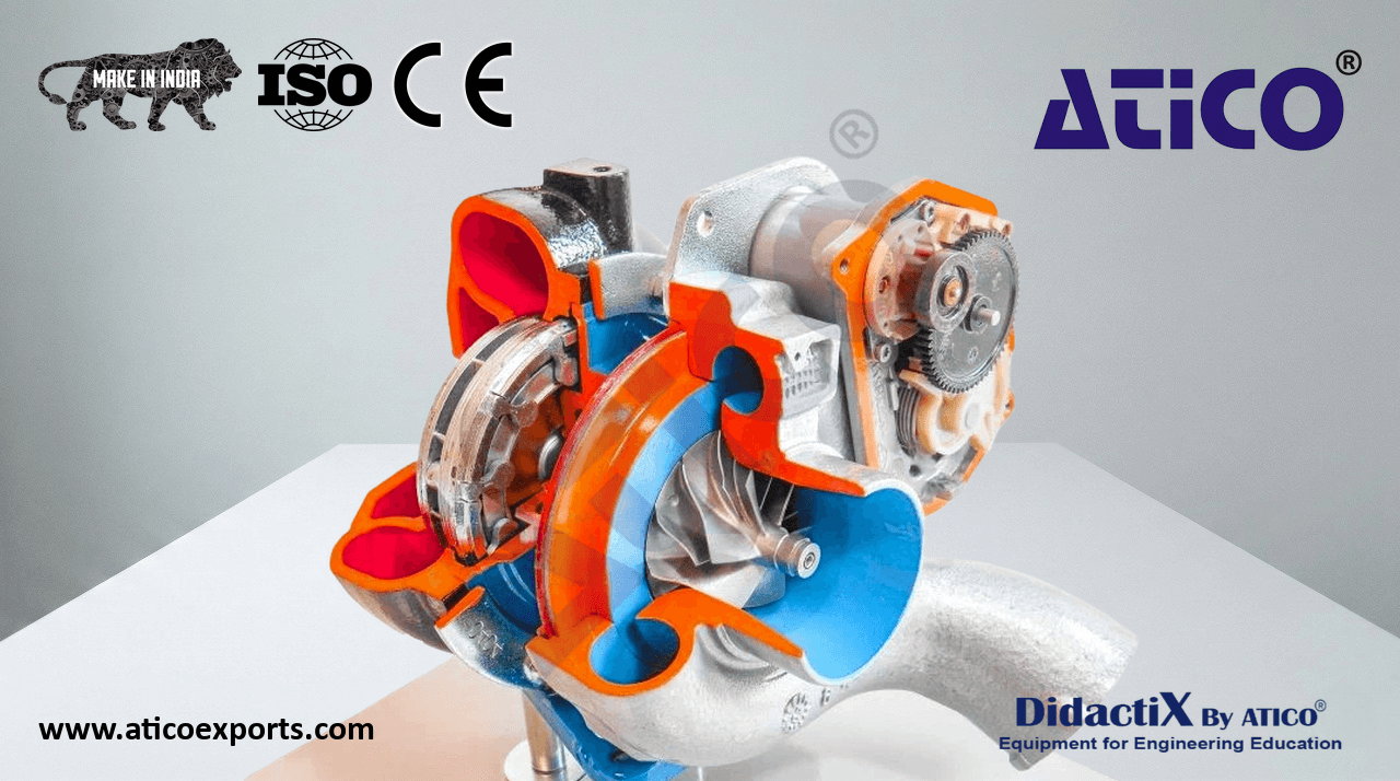 Turbocharger Cut-Away, Variable-Geometry, with Electronic Boost Control