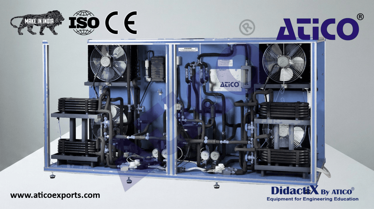 Computer Controlled Rerversible Heat Pump + Air Conditioning + Refrigeration with 4 Condensers and 4 Evaporators (Water/Air)