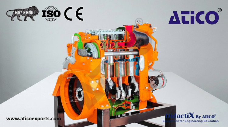 2-Stroke Industrial Diesel Engine Cut-Away, Manual Operation