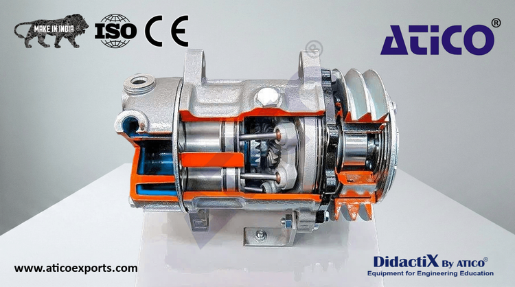Axial Alternative Compressor Cut-Away, Simple Effect Piston