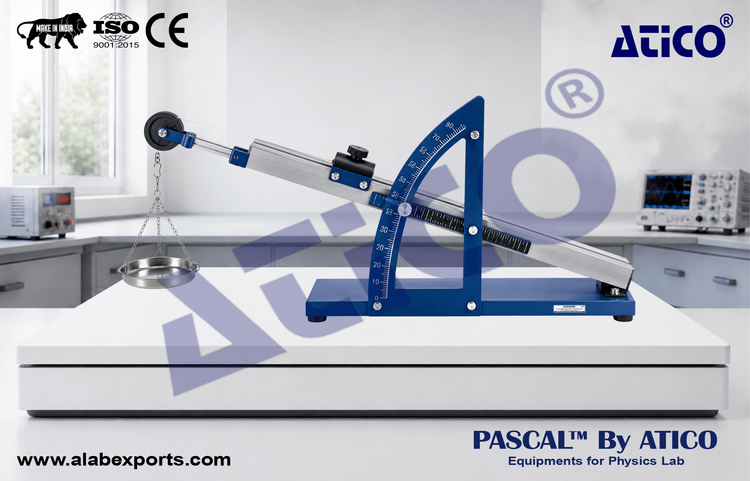 Deluxe Inclined Plane with Angle Measurer  Metal Base and Adjustable Pulley 
